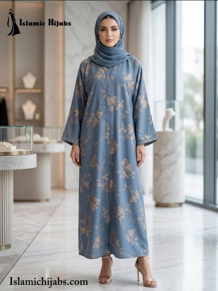 Printed Front Open Abaya