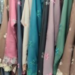 Cutwork Sleeves Abaya Front Open