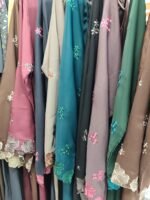 Cutwork Sleeves Abaya Front Open